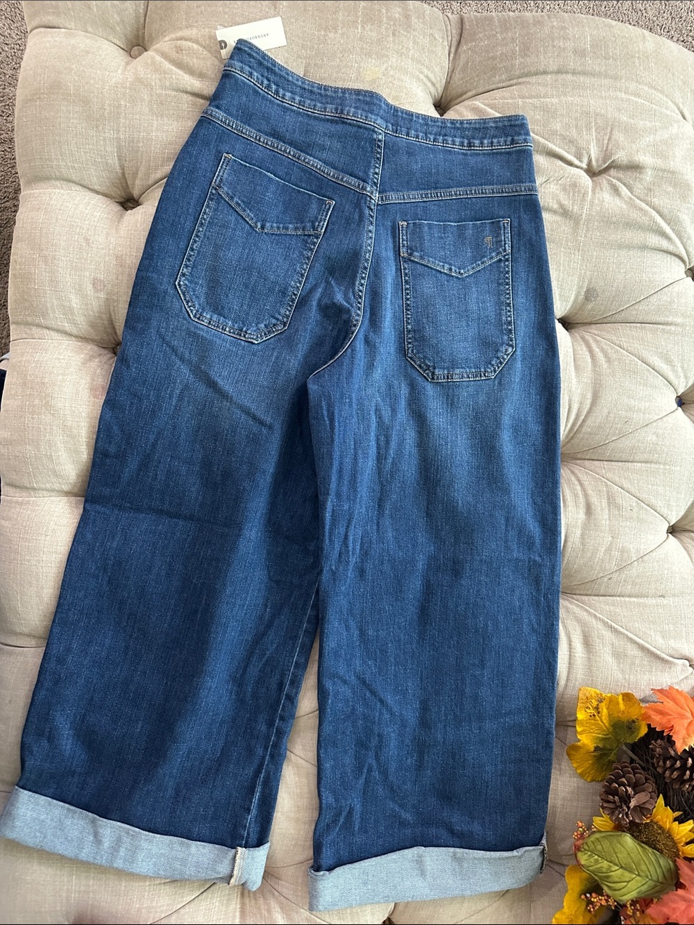 Pilcro Wide-Leg High-Rise Dark Blue Jeans - Picture 14 of 16